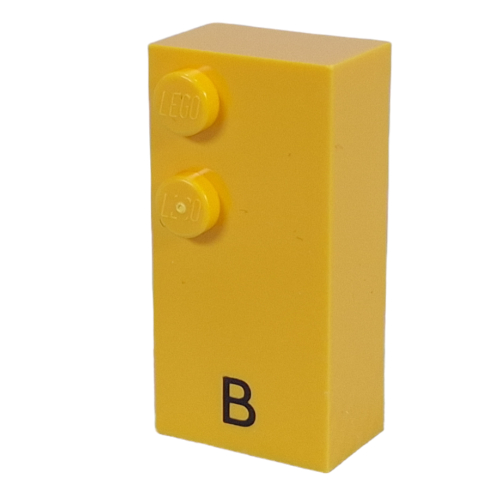 Visuel indicatif Rebrickable de Braille brique 2 x 4 avec 2 motifs imprimés tenons ⠃ et 'B' (Braille Brick 2 x 4 with 2 Studs ⠃ and 'B' Print)