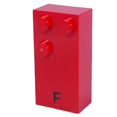 Visuel indicatif Rebrickable de Braille brique 2 x 4 avec motif imprimé 3 tenons ⠋ et 'F' (Braille Brick 2 x 4 with 3 Studs ⠋ and 'F' Print)