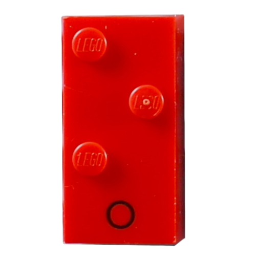 Visuel indicatif Rebrickable de Braille brique 2 x 4 avec motif imprimé 3 tenons ⠕ et 'O' (Braille Brick 2 x 4 with 3 Studs ⠕ and 'O' Print)