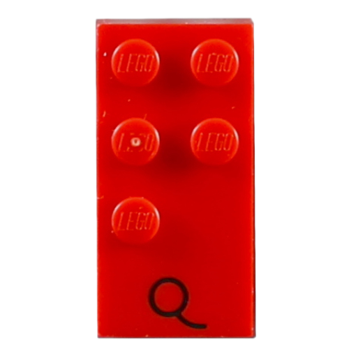 Visuel indicatif Rebrickable de Braille brique 2 x 4 avec motif imprimé 5 tenons ⠟ et 'Q' (Braille Brick 2 x 4 with 5 Studs ⠟ and 'Q' Print)