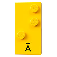 Visuel indicatif Rebrickable de Braille brique 2 x 4 avec 3 motifs imprimés tenons ⠜ et 'Ã' (Braille Brick 2 x 4 with 3 Studs ⠜ and 'Ã' Print)