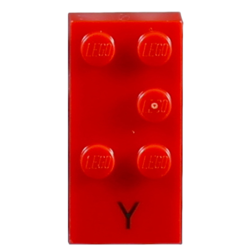 Visuel indicatif Rebrickable de Braille brique 2 x 4 avec motif imprimé 5 tenons ⠽ et 'Y' (Braille Brick 2 x 4 with 5 Studs ⠽ and 'Y' Print)