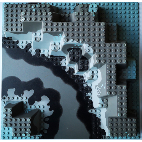 Visuel indicatif Rebrickable de Plaque de base Canyon 32 x 32 surélevé avec motif imprimé gris sous-marin (Baseplate Raised 32 x 32 Canyon with Gray Underwater Print)