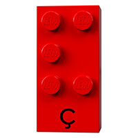 Visuel indicatif Rebrickable de Braille brique 2 x 4 avec motif imprimé 5 tenons ⠯ et 'Ç' (Braille Brick 2 x 4 with 5 Studs ⠯ and 'Ç' Print)