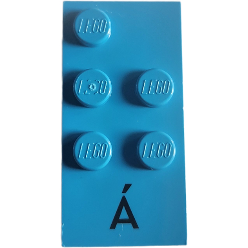 Visuel indicatif Rebrickable de Braille brique 2 x 4 avec motif imprimé 5 tenons ⠷ et 'Á' (Braille Brick 2 x 4 with 5 Studs ⠷ and 'Á' Print)