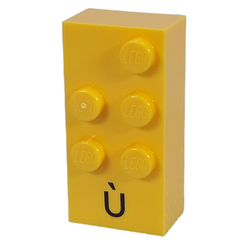 Visuel indicatif Rebrickable de Braille brique 2 x 4 avec motif imprimé 5 tenons ⠾ et 'Ù' (Braille Brick 2 x 4 with 5 Studs ⠾ and 'Ù' Print)