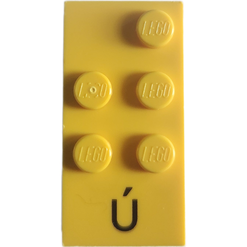 Visuel indicatif Rebrickable de Braille brique 2 x 4 avec motif imprimé 5 tenons ⠾ et 'Ú' (Braille Brick 2 x 4 with 5 Studs ⠾ and 'Ú' Print)