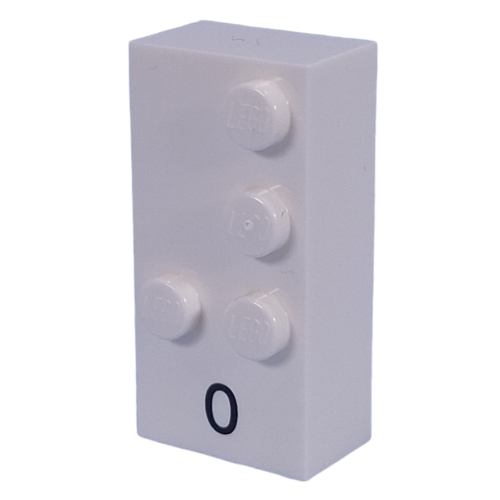 Visuel indicatif Rebrickable de Braille brique 2 x 4 avec motif imprimé 4 tenons ⠼ et '0' (Braille Brick 2 x 4 with 4 Studs ⠼ and '0' Print)