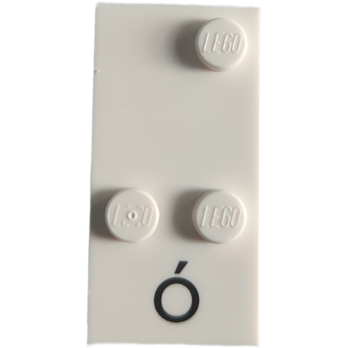 Visuel indicatif Rebrickable de Braille brique 2 x 4 avec 3 motifs imprimés tenons ⠬ et 'Ó' (Braille Brick 2 x 4 with 3 Studs ⠬ and 'Ó' Print)