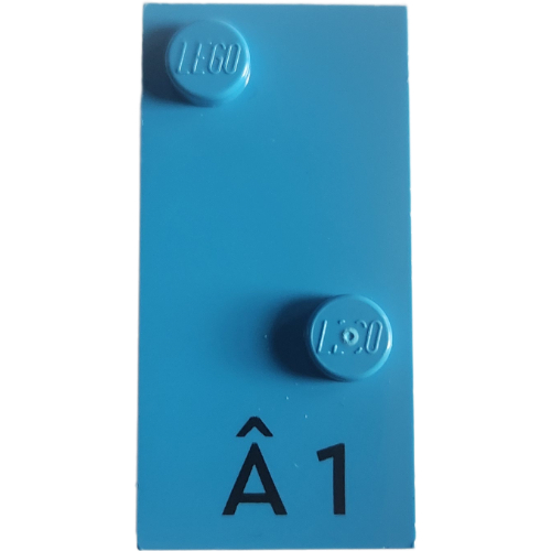 Visuel indicatif Rebrickable de Braille brique 2 x 4 avec 2 motifs imprimés tenons ⠡ et 'Â 1' (Braille Brick 2 x 4 with 2 Studs ⠡ and 'Â 1' Print)