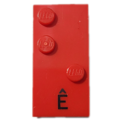 Visuel indicatif Rebrickable de Braille brique 2 x 4 avec 3 motifs imprimés tenons ⠣ et 'Ê' (Braille Brick 2 x 4 with 3 Studs ⠣ and 'Ê' Print)