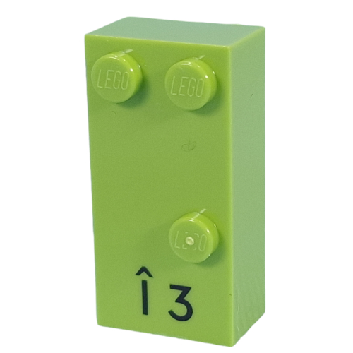 Visuel indicatif Rebrickable de Braille brique 2 x 4 avec motif imprimé 3 tenons ⠩ et 'Î 3' (Braille Brick 2 x 4 with 3 Studs ⠩ and 'Î 3' Print)
