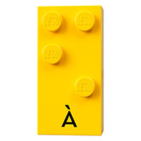 Visuel indicatif Rebrickable de Braille brique 2 x 4 avec motif imprimé 4 tenons ⠫ et 'À' (Braille Brick 2 x 4 with 4 Studs ⠫ and 'À' Print)