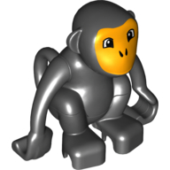Visuel indicatif Rebrickable de Duplo singe animal avec queue bouclée, motif imprimé visage orange clair (Duplo Animal Monkey with Curly Tail, Bright Light Orange Face Print)