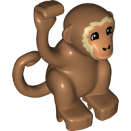 Visuel indicatif Rebrickable de Duplo singe animal avec la queue latérale bouclée - visage nougat avec des détails de cheveux beige motif imprimé (Duplo Animal Monkey with Curly Side Tail - Nougat Face with Tan Hair Details Print)