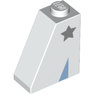 Brique inclinée 65° 2 x 1 x 2 avec étoile gris clair, motif imprimé Triangle bleu moyen (Brick Sloped 65° 2 x 1 x 2 with Light Bluish Grey Star, Medium Blue Triangle Print)
