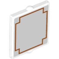 Visuel indicatif Rebrickable de Verre pour fenêtre 1 x 2 x 2 plat avec fond blanc translucide et motif imprimé cadre rouge (Glass for Window 1 x 2 x 2 Flat with Translucent White Background and Red Frame Print)