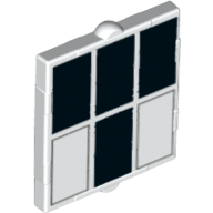 Visuel indicatif Rebrickable de Verre pour fenêtre 1 x 2 x 2 plat avec 4 noir et 2 blanc Rectangles Tardis motif imprimé (Glass for Window 1 x 2 x 2 Flat with 4 Black and 2 White Rectangles Tardis Print)