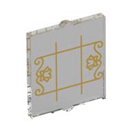 Visuel indicatif Rebrickable de Verre pour fenêtre 1 x 2 x 2 plat avec motif de lignes de fenêtre doré (Glass for Window 1 x 2 x 2 Flat with Gold Window Lines Print)