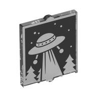 Visuel indicatif Rebrickable de Verre pour fenêtre 1 x 2 x 2 plat avec rétro OVNI, poutre, arbres, étoiles motif imprimé (Glass for Window 1 x 2 x 2 Flat with Retro UFO, Beam, Trees, Stars Print)