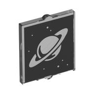 Visuel indicatif Rebrickable de Verre pour fenêtre 1 x 2 x 2 plat avec planète, étoiles sur fond noir motif imprimé (Glass for Window 1 x 2 x 2 Flat with Planet, Stars on Black Background Print)