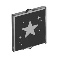 Visuel indicatif Rebrickable de Verre pour fenêtre 1 x 2 x 2 plat avec des étoiles sur fond noir motif imprimé (Glass for Window 1 x 2 x 2 Flat with Stars on Black Background Print)