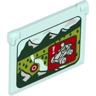 Visuel indicatif Rebrickable de Verre pour fenêtre 1 x 4 x 3 - Ouverture avec quad carré d'avertissement rouge contre les montagnes et le champ avec motif imprimé d'arbres (Glass for Window 1 x 4 x 3 - Opening with ATV Red Warning Square Against Mountains and Field with Trees Print)