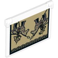 Visuel indicatif Rebrickable de Verre pour fenêtre 1 x 4 x 3 - Ouverture avec 2 cavaliers chinois sur cheval, lances, fond beige foncé (Glass for Window 1 x 4 x 3 - Opening with 2 Chinese Horsemen on Horse, Spears, Dark Tan Background)