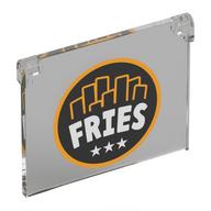 Visuel indicatif Rebrickable de Verre pour fenêtre 1 x 4 x 3 [ouverture] avec blanc 'FRIES', 3 étoiles sur fond noir, cercle orange clair vif, motif imprimé frites (Glass for Window 1 x 4 x 3 [Opening] with White 'FRIES', 3 Stars on Black Background, Bright Light Orange Circle, Fries Print)