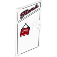 Visuel indicatif Rebrickable de Porte 1 x 4 x 6 lisse avec 'Jims' et motif imprimé 'OPEN' (Door 1 x 4 x 6 Smooth with 'Jims' and 'OPEN' Print)