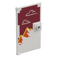 Visuel indicatif Rebrickable de Porte 1 x 4 x 6 lisse avec des nuages blancs, des montagnes oranges sur fond rouge foncé motif imprimé (Door 1 x 4 x 6 Smooth with White Clouds, Orange Mountains on Dark Red Background Print)