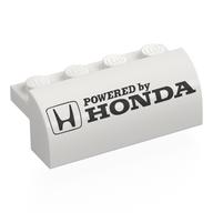 Visuel indicatif Rebrickable de Brique courbée 2 x 4 x 1 1/3 avec motif imprimé 'POWERED BY HONDA' (Brick Curved 2 x 4 x 1 1/3 with 'POWERED BY HONDA' Print)
