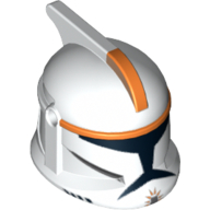 Casque clone trooper phase 1, avec trous latéraux, bande orange motif imprimé (Helmet Clone Trooper Phase 1, with Side Holes, Orange Stripe Print)