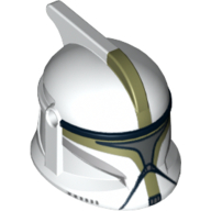Casque clone trooper phase 1, avec trous latéraux, sergent, marques vert olive et motif imprimé visière argent (Helmet Clone Trooper Phase 1, with Side Holes, Sergeant, Olive Green Markings and Silver Visor Print)