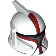 Casque clone trooper phase 1, avec trous latéraux, capitaine, marques rouge foncé et motif imprimé visière argent (Helmet Clone Trooper Phase 1, with Side Holes, Captain, Dark Red Markings and Silver Visor Print)
