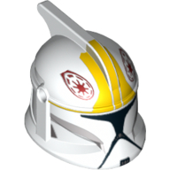 Casque clone trooper phase 1, avec trous latéraux, pilote clone, marquages jaunes et motif imprimé par visière noire (Helmet Clone Trooper Phase 1, with Side Holes, Clone Pilot, Yellow Markings and Black Visor Print)