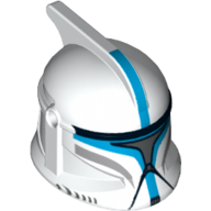 Casque clone trooper phase 1, avec trous latéraux, lieutenant, marquages azur foncé et motif imprimé visière argent (Helmet Clone Trooper Phase 1, with Side Holes, Lieutenant, Dark Azure Markings and Silver Visor Print)