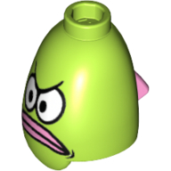 Tête de minifigurine spéciale, conique, poisson aux yeux froncés et aux lèvres roses motif imprimé (spongebob bus driver) (Minifig Head Special, Conical, Fish with Frowning Eyes and Pink Lips Print (Spongebob Bus Driver))