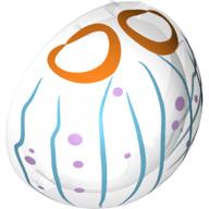 Dôme hémisphère 2 x 2 avec découpe avec des lignes bleues, des points violets et des cercles orange motif imprimé (Dome Hemisphere 2 x 2 with Cutout with Blue Lines, Purple Dots and Orange Circles Print)