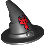 Chapeau, magicien, tête de dragon rouge motif imprimé (Hat, Wizard, Red Dragon Head Print)
