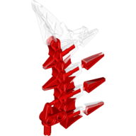 Visuel indicatif Rebrickable de Grande lame d'arme de figurine, 4 pointes, motif rouge marbré (Krika) (Large Figure Weapon Blade, 4 Spikes, Marbled Red Pattern (Krika))