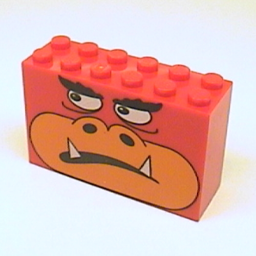 Visuel indicatif Rebrickable de Brique 2 x 6 x 3 avec motif imprimé visage monstre (Brick 2 x 6 x 3 with Monster Face Print)