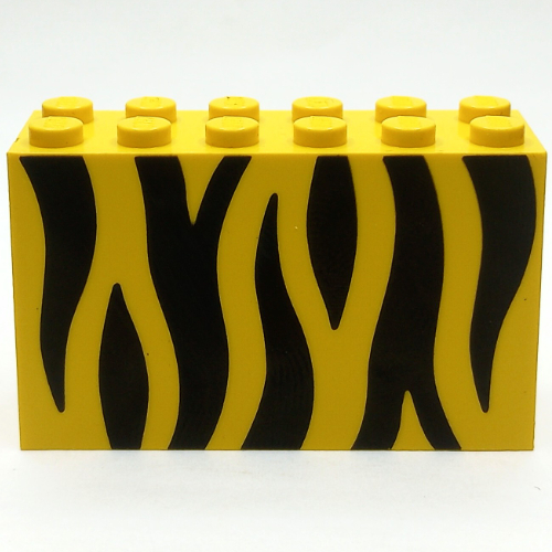 Visuel indicatif Rebrickable de Brique 2 x 6 x 3 avec motif imprimé animal noir (Brick 2 x 6 x 3 with Black Animal Stripe Print)