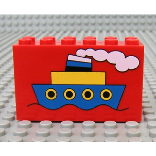 Visuel indicatif Rebrickable de Brique 2 x 6 x 3 avec motif imprimé bateau (Brick 2 x 6 x 3 with Boat Print)