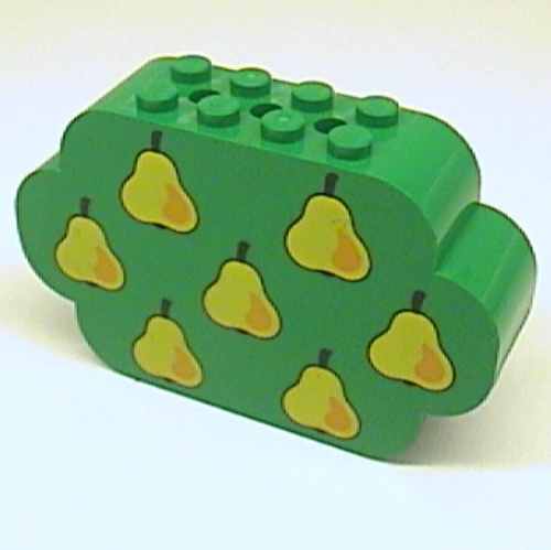 Visuel indicatif Rebrickable de Brique courbée 2 x 8 x 4 triples extrémités courbées avec 7 poires motif imprimé (Brick Curved 2 x 8 x 4 Triple Curved Ends with 7 Pears Print)