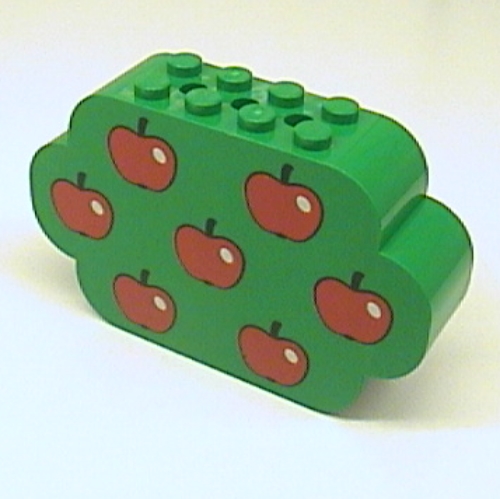 Visuel indicatif Rebrickable de Brique courbée 2 x 8 x 4 triples extrémités courbées avec 7 pommes motif imprimé (Brick Curved 2 x 8 x 4 Triple Curved Ends with 7 Apples Print)