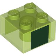 Visuel indicatif Rebrickable de Brique 2 x 2 avec motif imprimé vert foncé (Brick 2 x 2 with Dark Green Square Print)