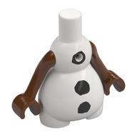 Corps de bonhomme de neige, bras brun rougeâtre, motif imprimé charbons noirs (Snowman Body, Reddish Brown Arms, Black Coals Print)