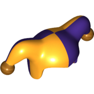 Chapeau de jester avec le côté gauche violet foncé et pompons d'or motif imprimé (Jester's Cap with Dark Purple Left Side and Gold Pom Poms Print)