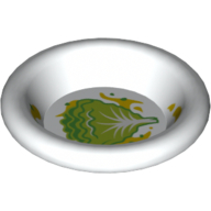 Visuel indicatif Rebrickable de Équipement Plat / plaque / Bol 3 x 3 avec motif imprimé de sauce laitue et beurre (Equipment Dish / Plate / Bowl 3 x 3 with Lettuce and Butter Sauce Print)